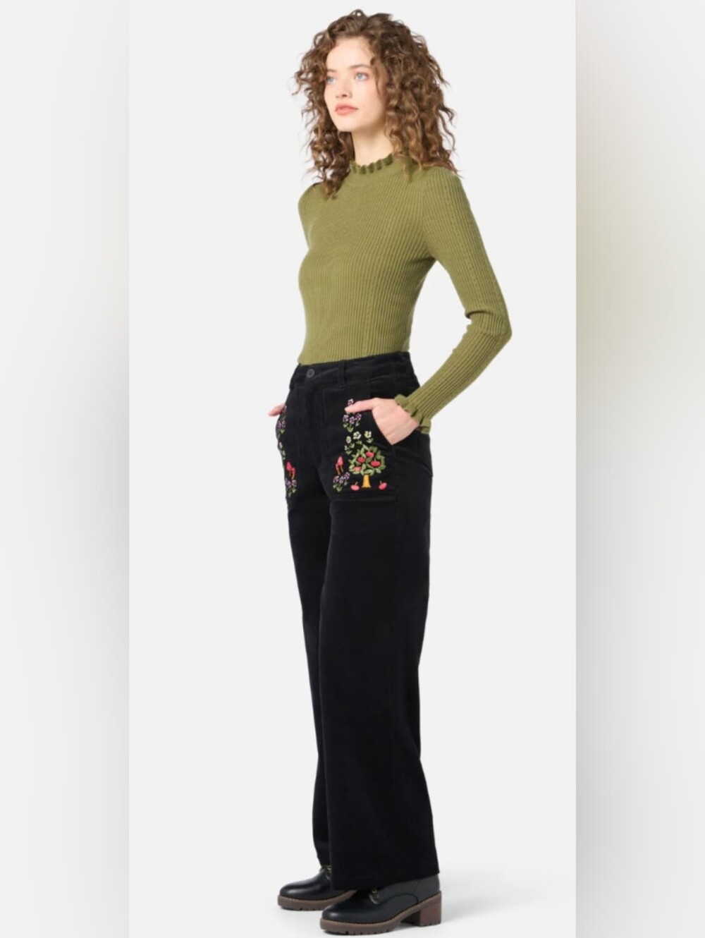 Orchard Embroidered Corduroy Jean